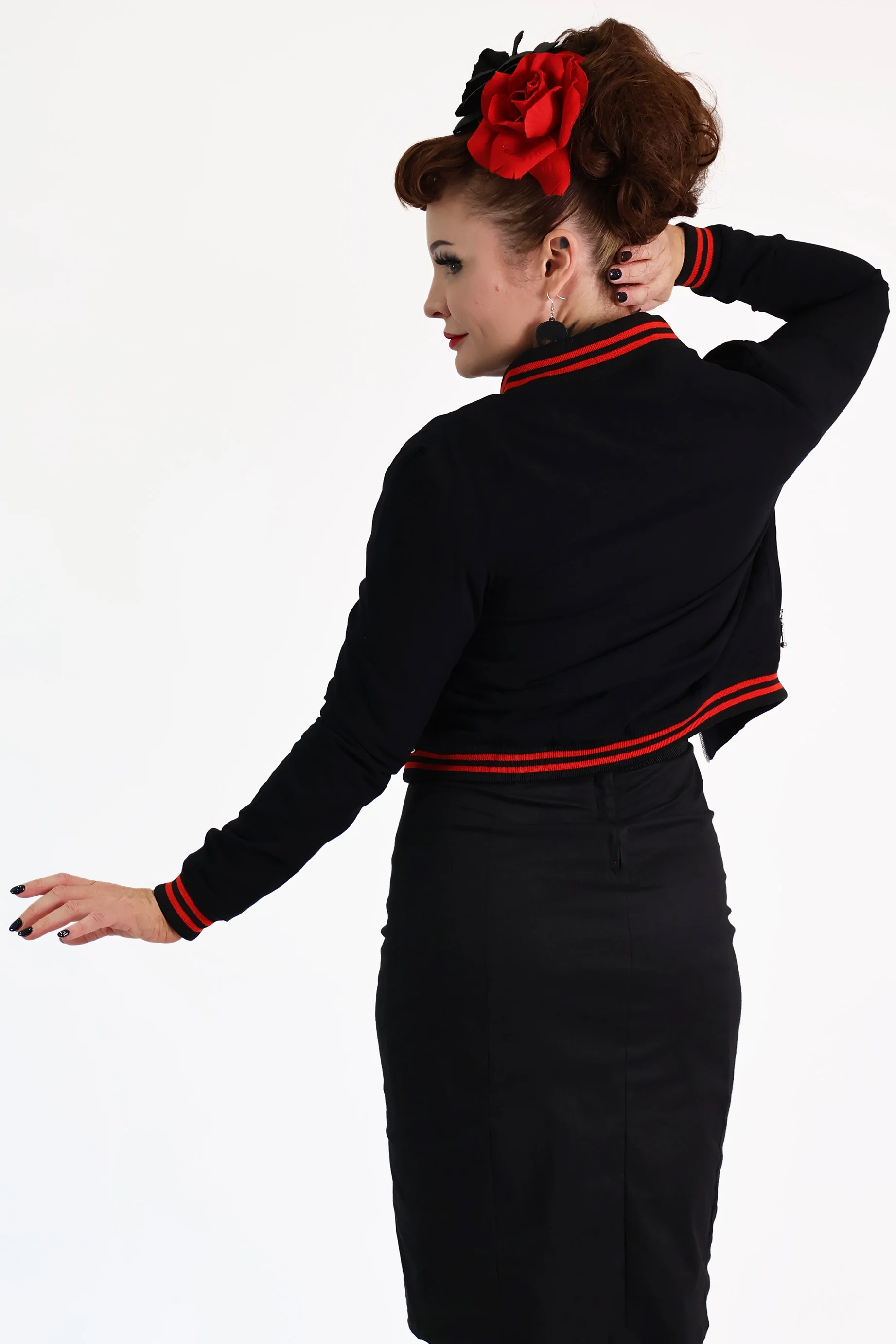 Black Monster Cherry Bomber Jacket - Image 6