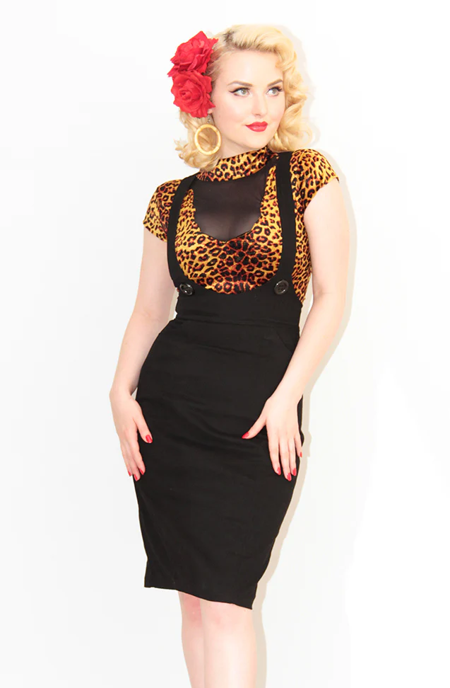 Black Retro Pencil Pinafore - Image 4