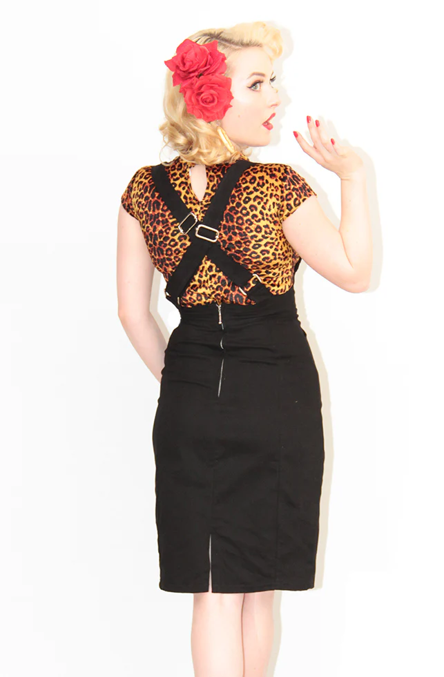 Black Retro Pencil Pinafore - Image 5