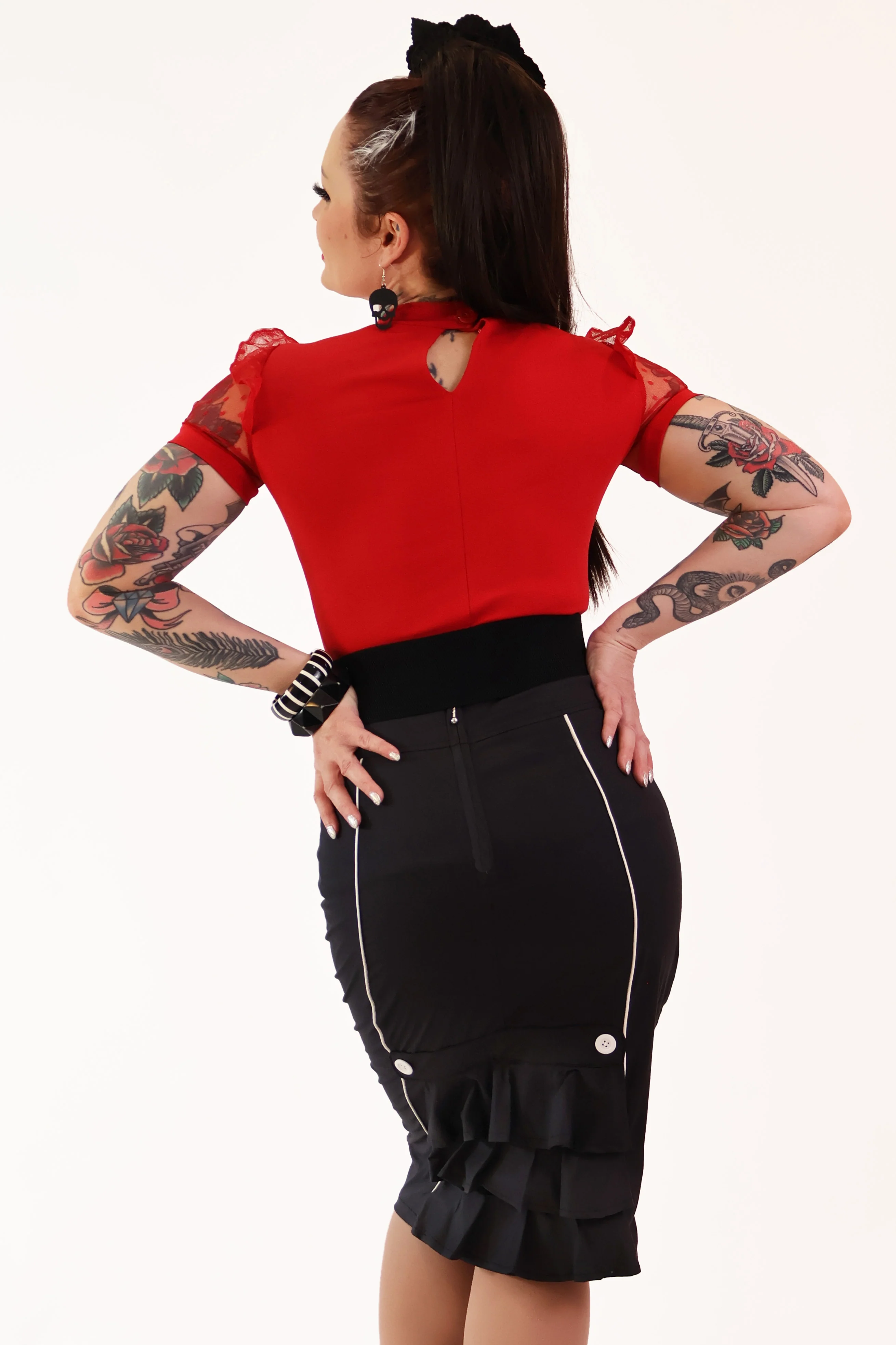 Blood Moon Red Polkadot Lace Top - Image 4