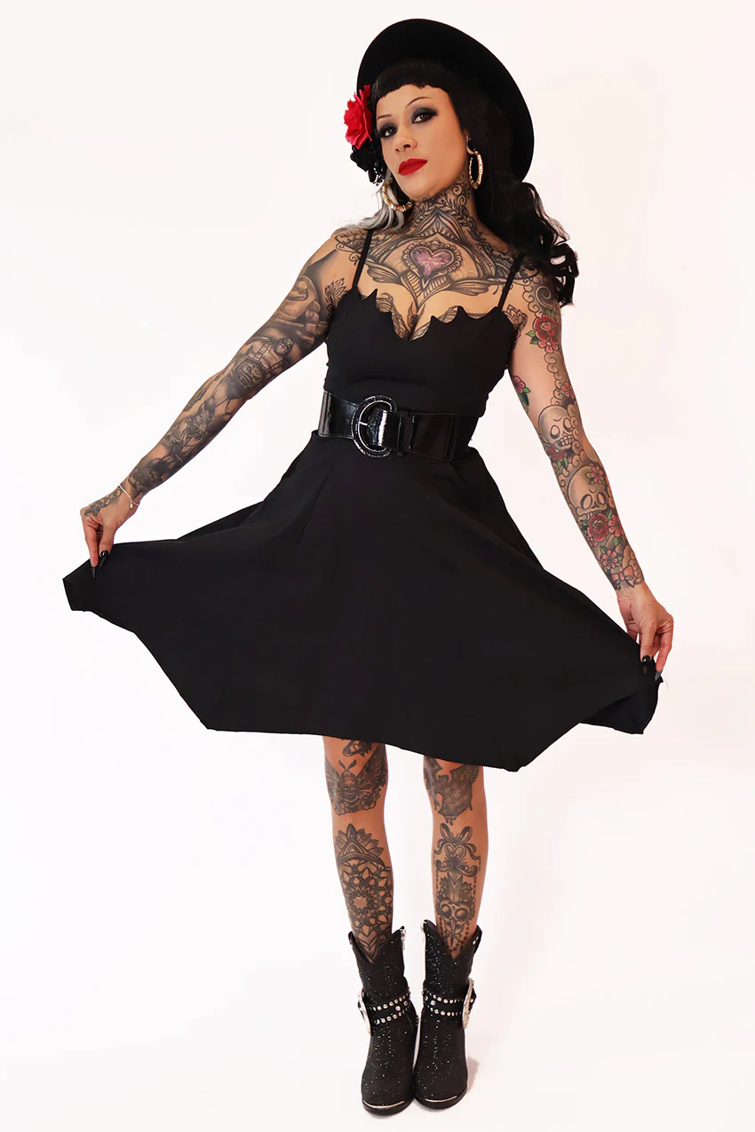 Dark Heart Black Bat Dress - Image 4