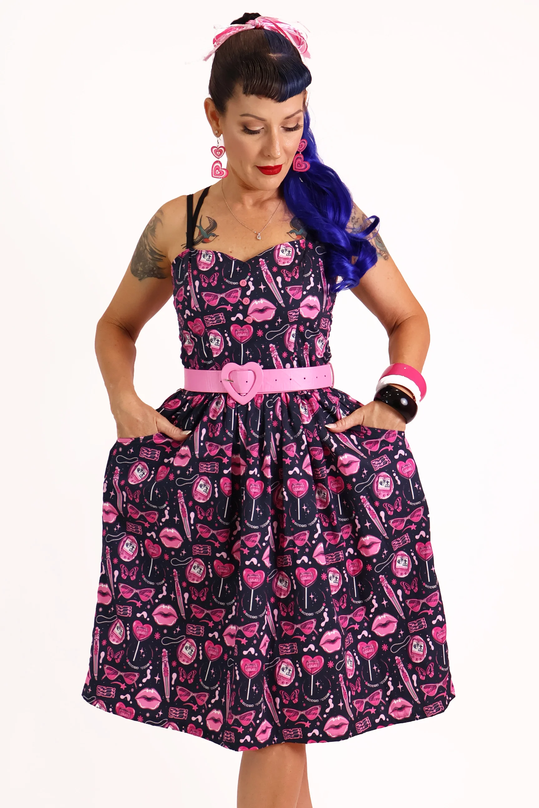 Doll Face Pink & Black Printed Dress - Image 4