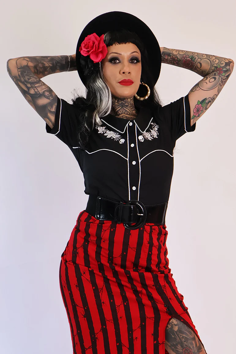 Gothic Western Shirt - Black & White - Image 5