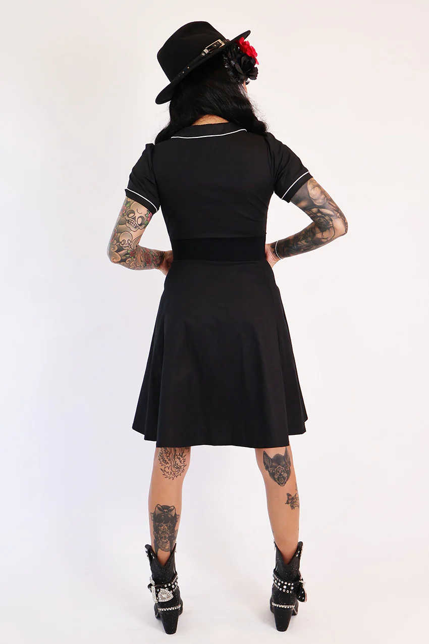 Gothic Western Swing Dress - Black & White - Image 9