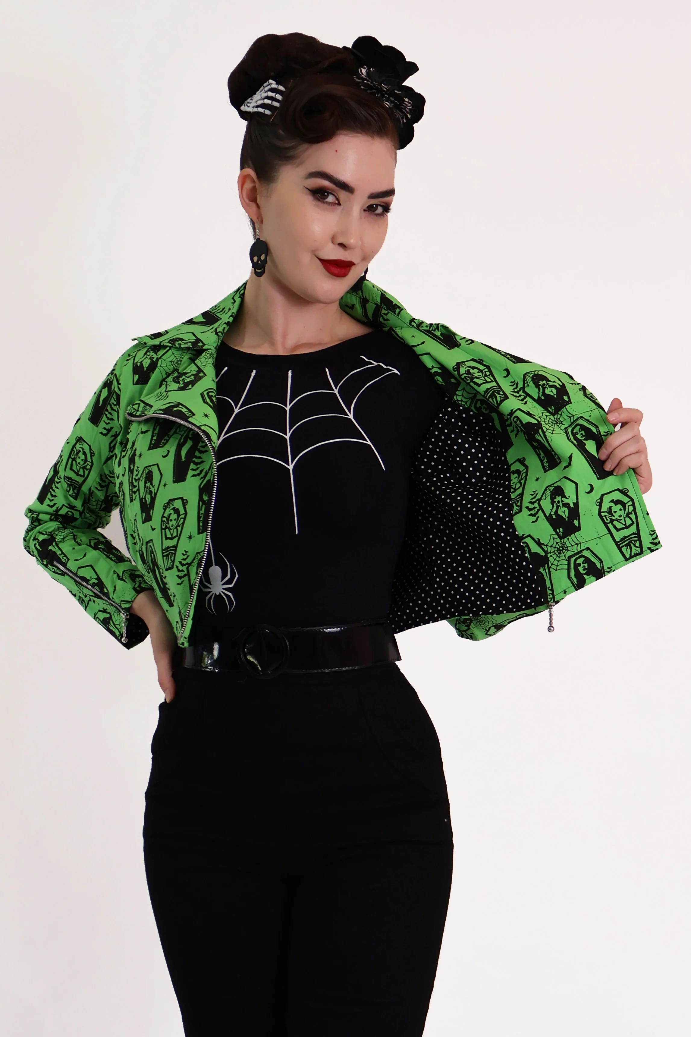 Green Ghoul Gang Biker Jacket - Image 3