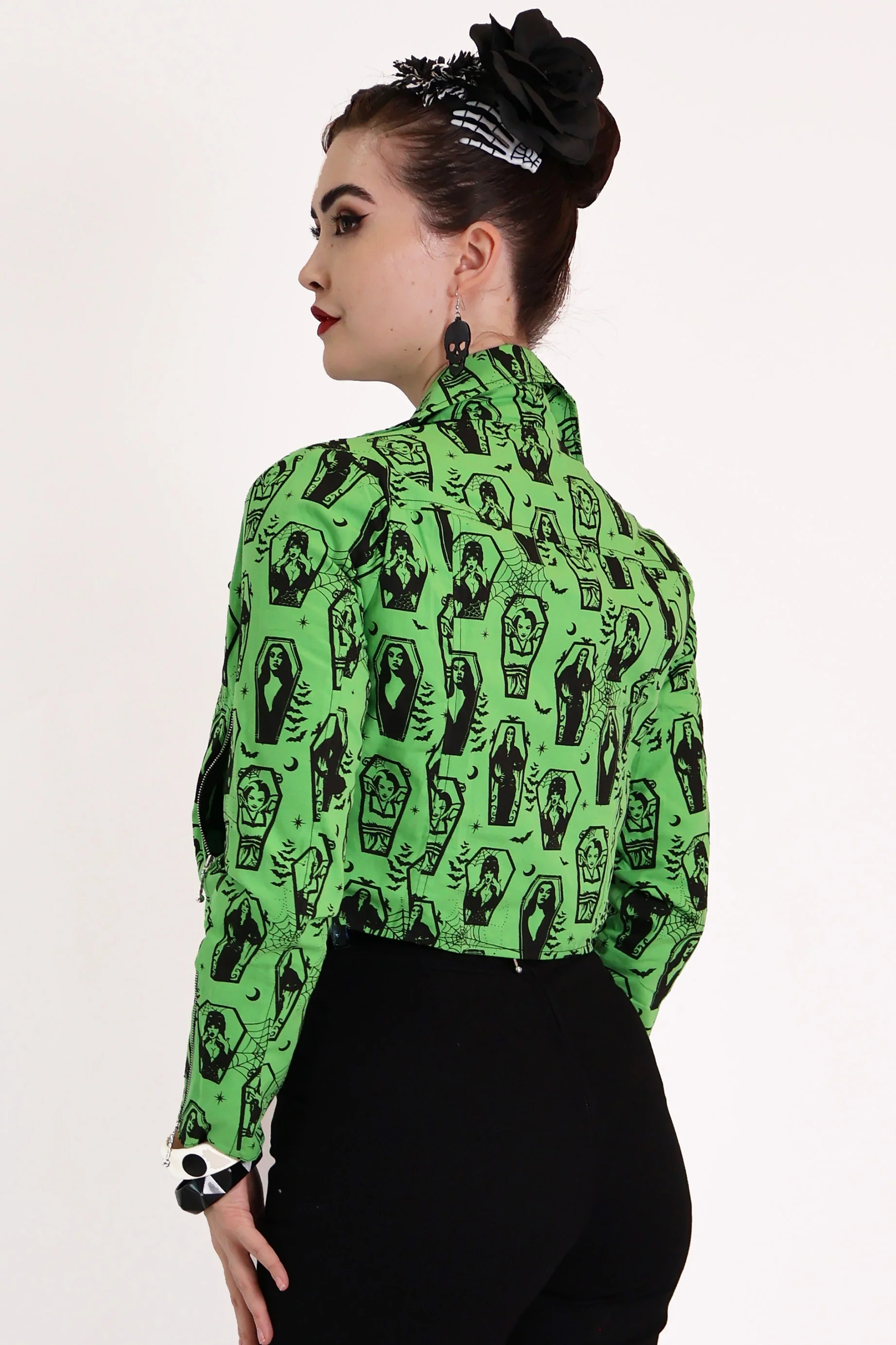 Green Ghoul Gang Biker Jacket - Image 5