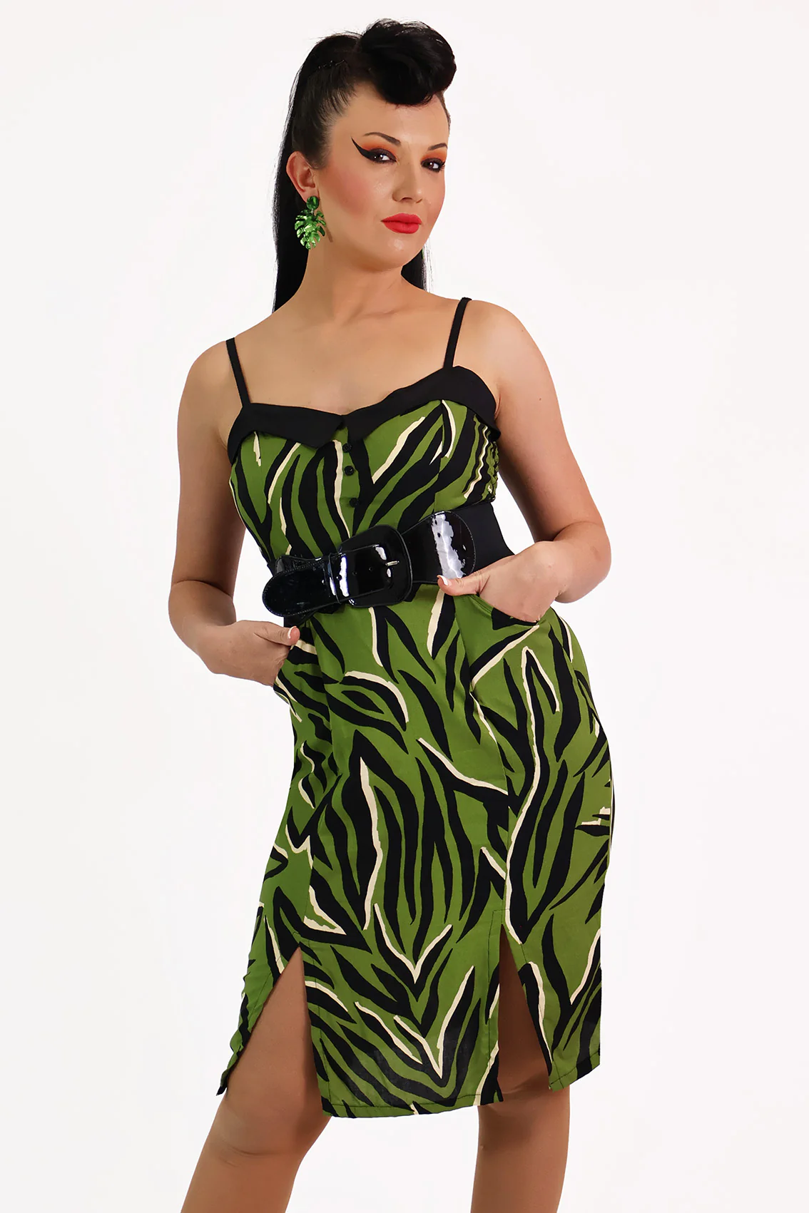 Green Tiki Tiger Pencil Dress - Image 3