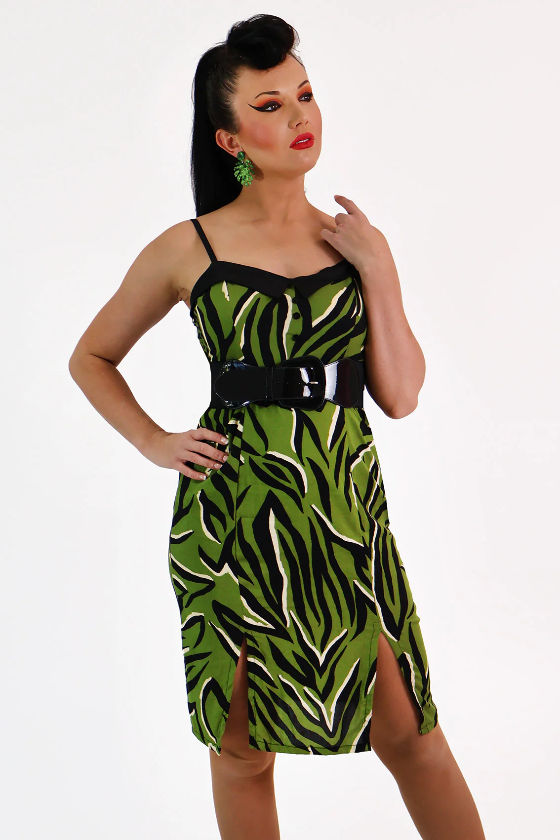 Green Tiki Tiger Pencil Dress - Image 4