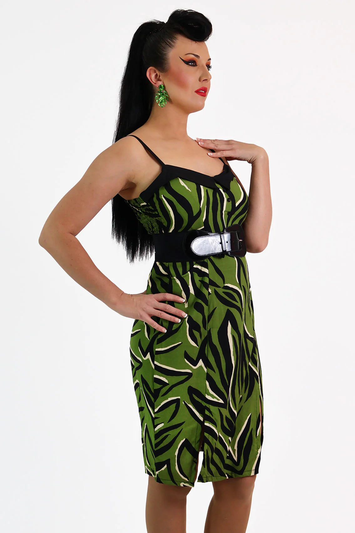 Green Tiki Tiger Pencil Dress - Image 5