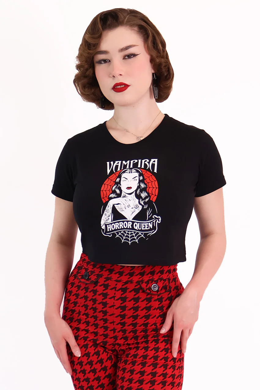 Horror Queen Crop Black Tee Shirt - Image 3