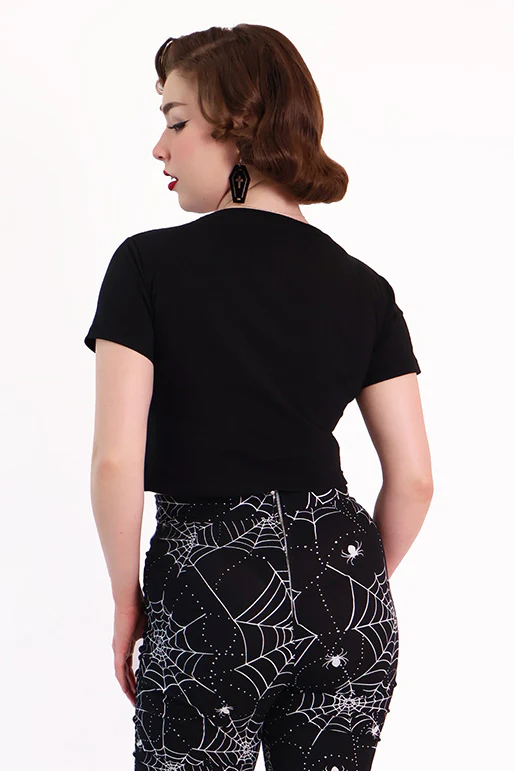 Horror Queen Crop Black Tee Shirt - Image 5