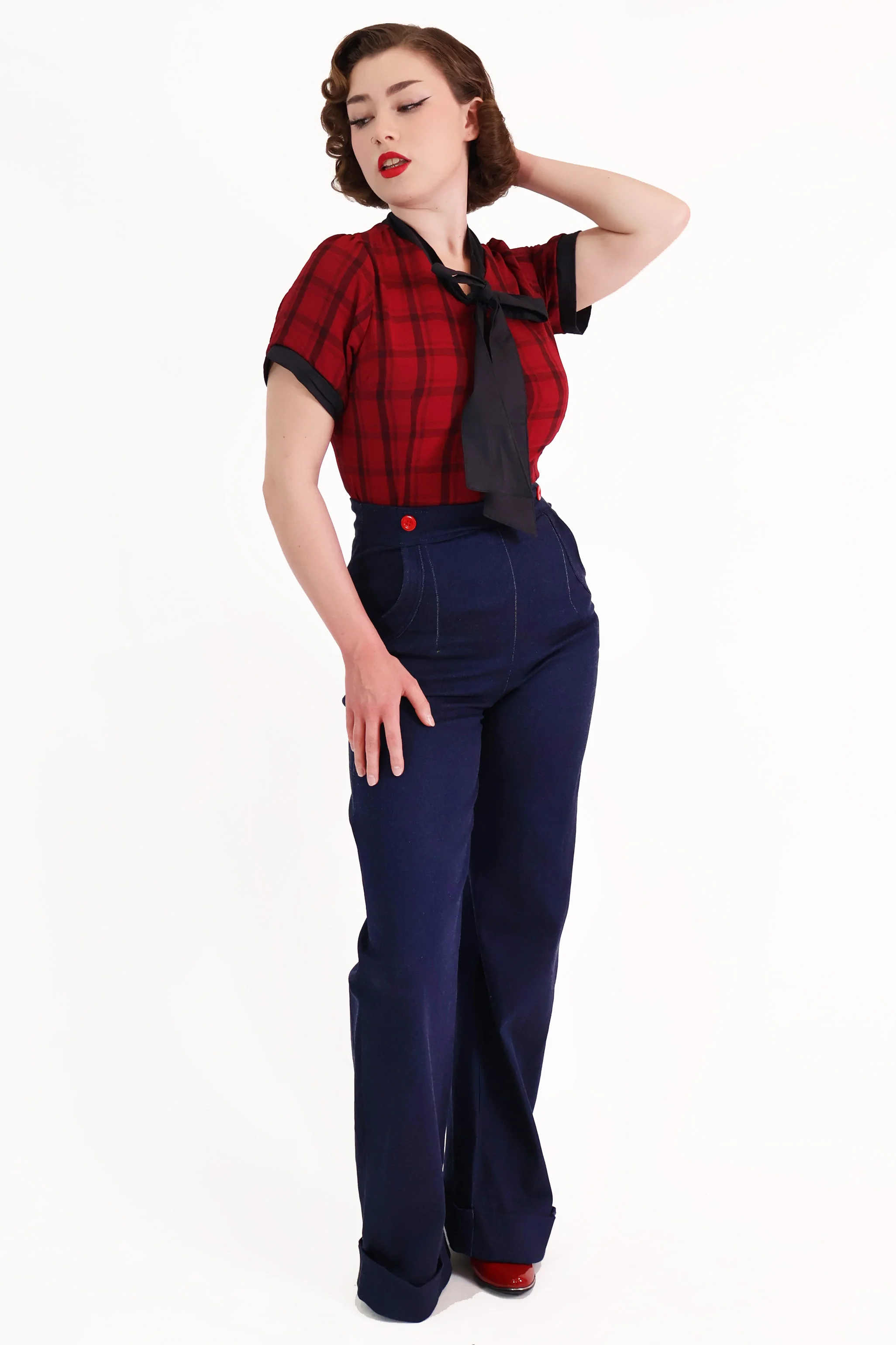 Navy Denim Swing Pants - Image 3