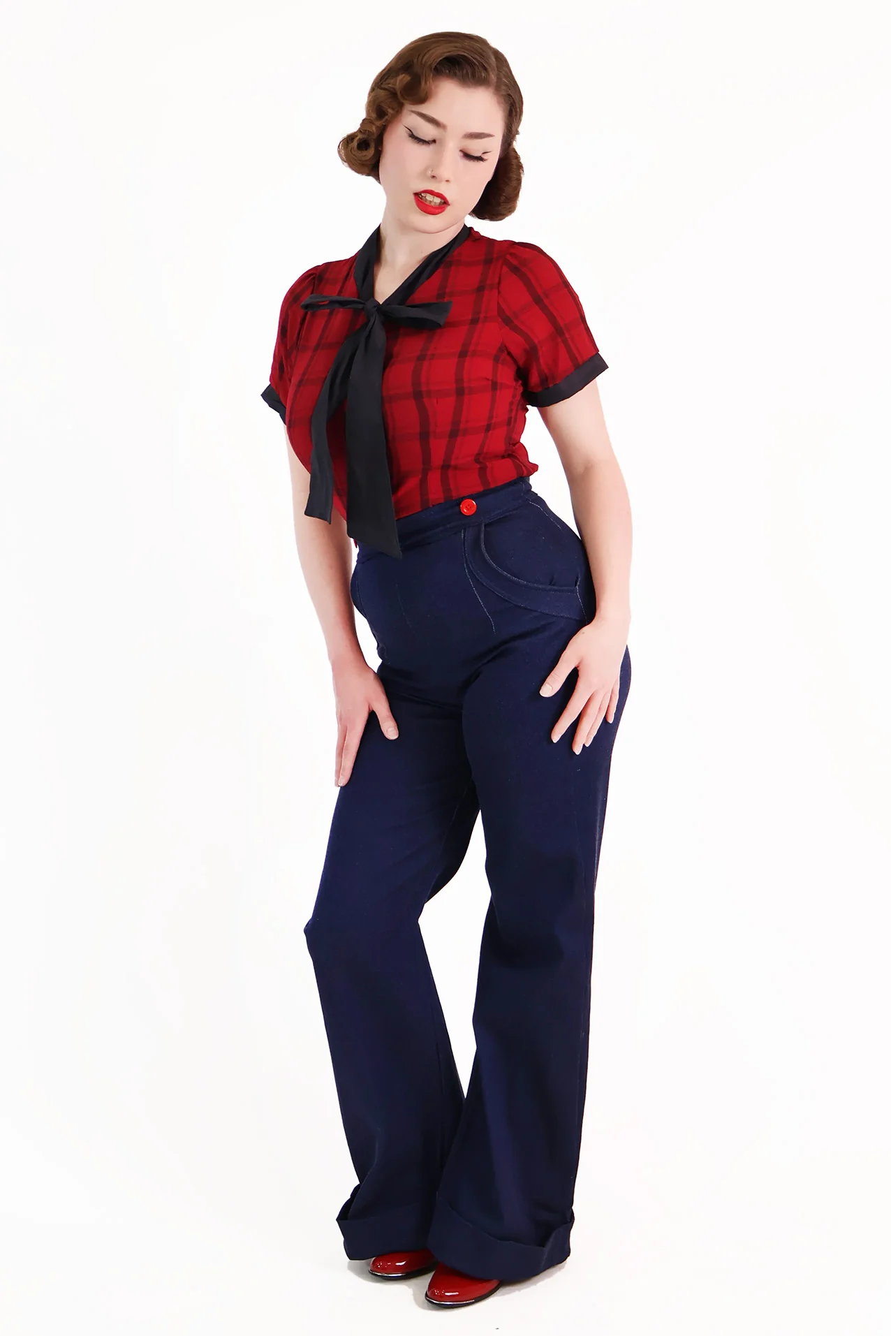 Navy Denim Swing Pants - Image 4