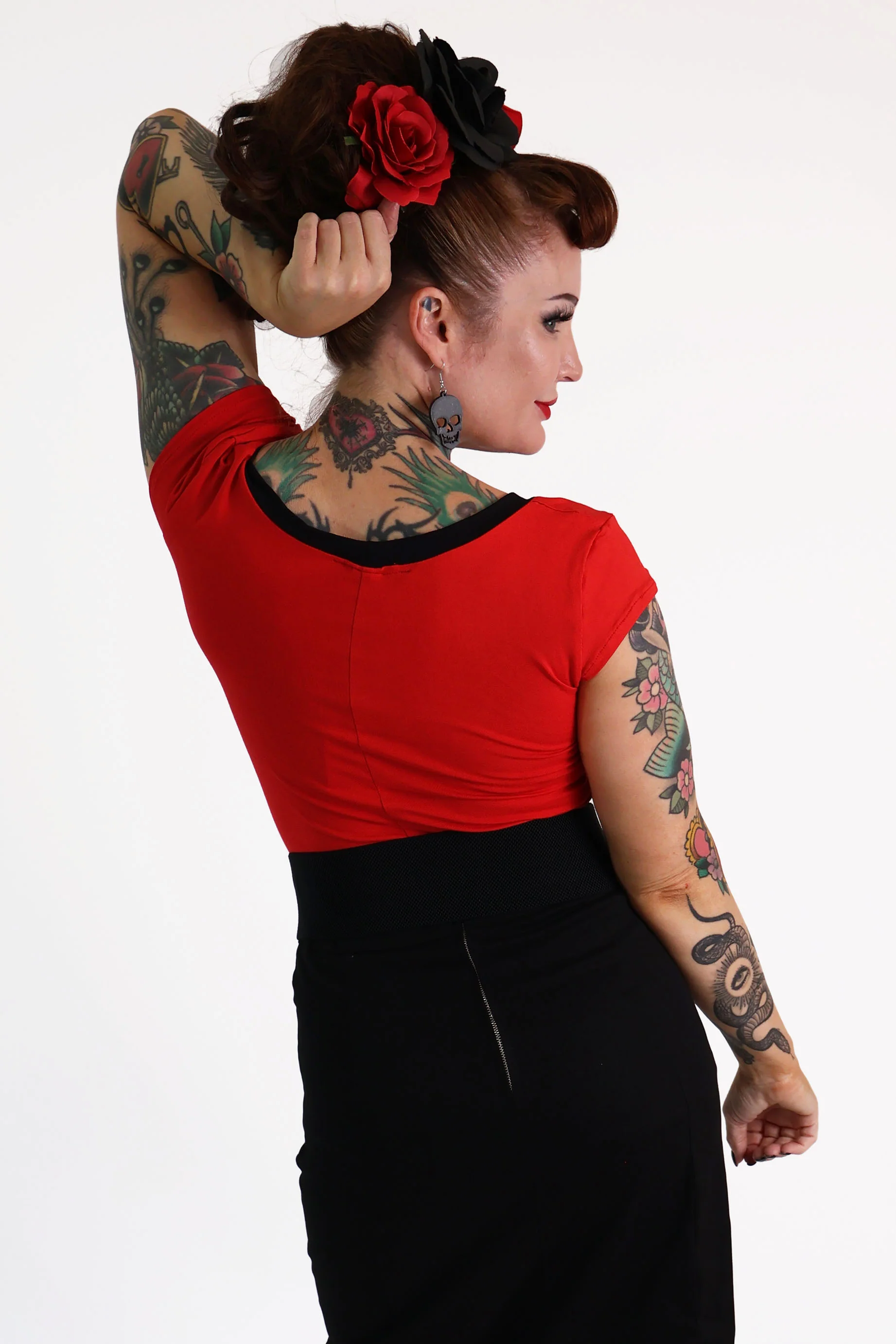 Red & Black Elvira Tee Shirt - Image 4