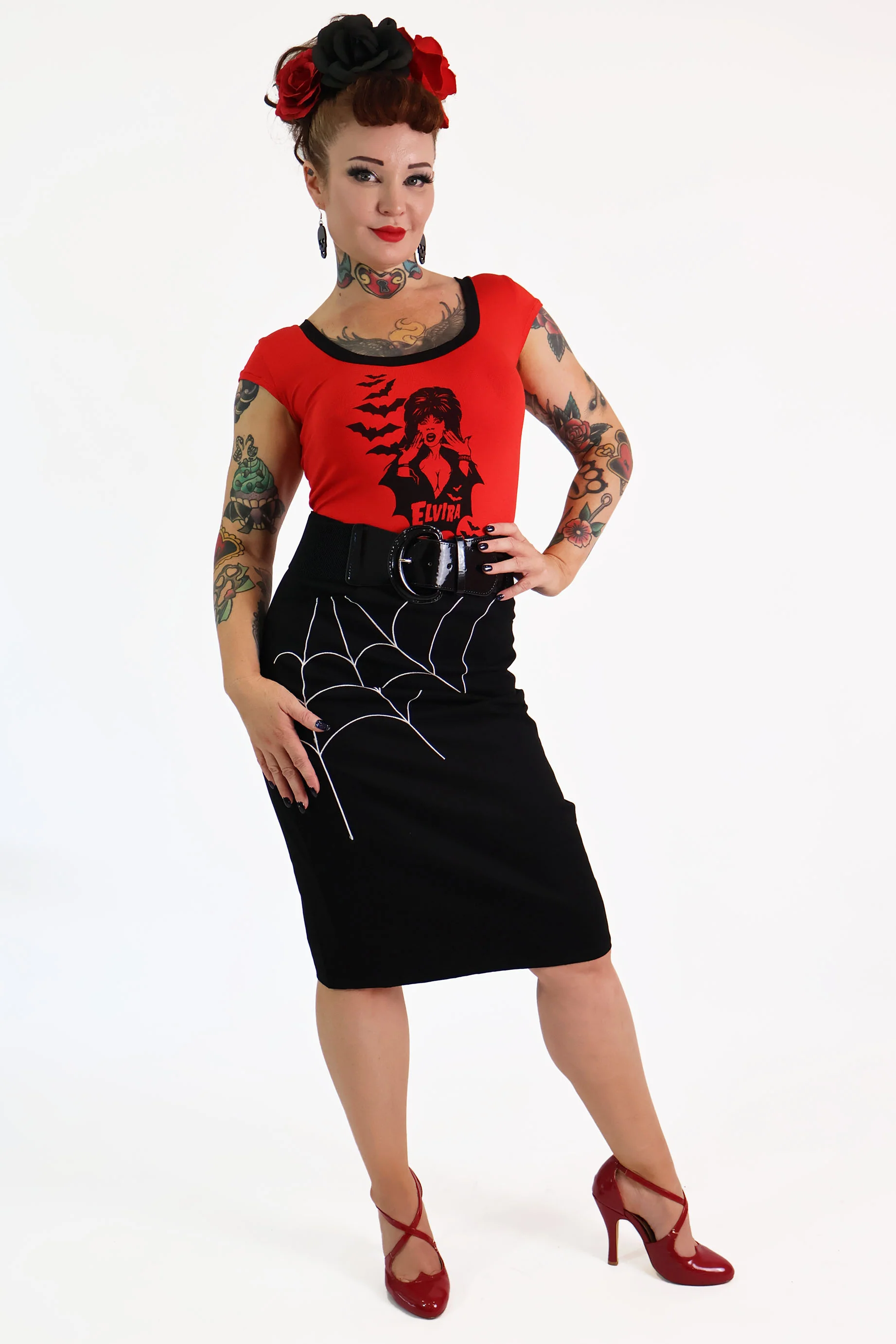 Red & Black Elvira Tee Shirt - Image 5