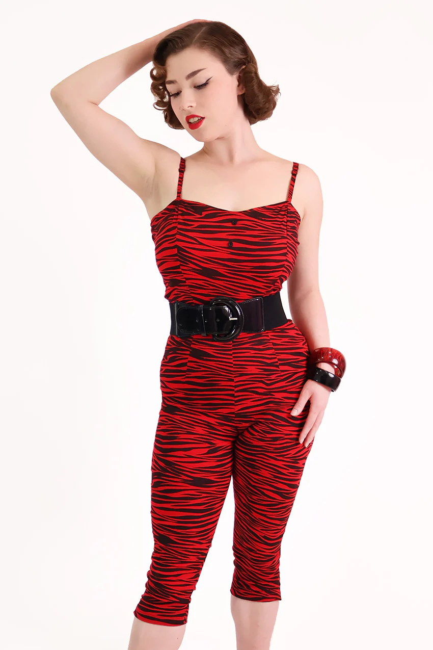 Red & Black Tiger Fitted Jumpsuit - Image 3