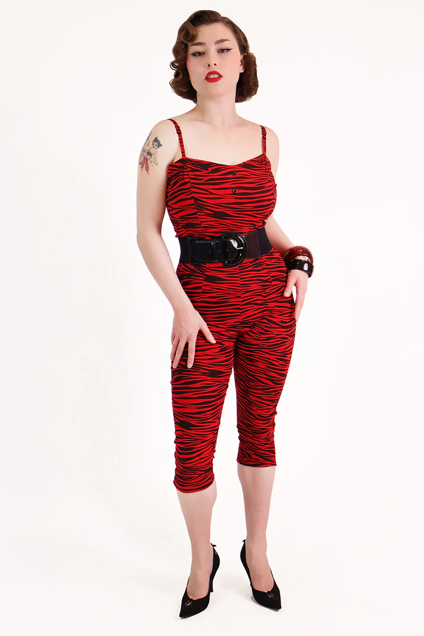 Red & Black Tiger Fitted Jumpsuit - Image 4