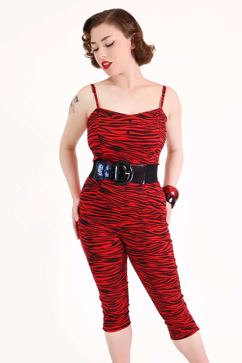 Red & Black Tiger Fitted Jumpsuit - Image 5