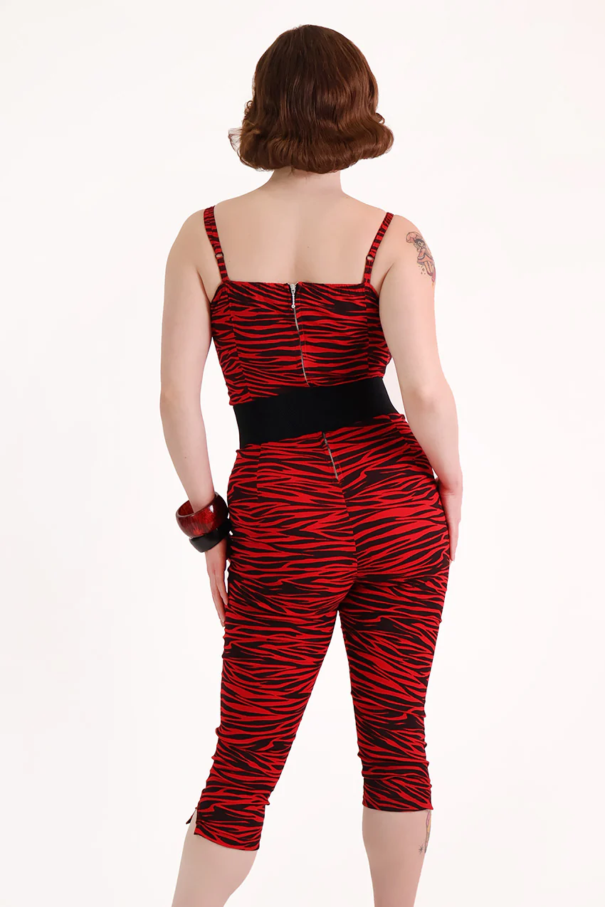 Red & Black Tiger Fitted Jumpsuit - Image 6
