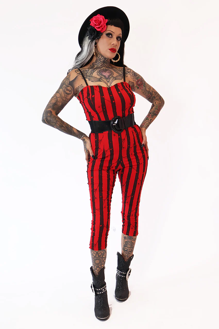The Outlaw Black & Red Spooky Stripe Jumpsuit - Image 3