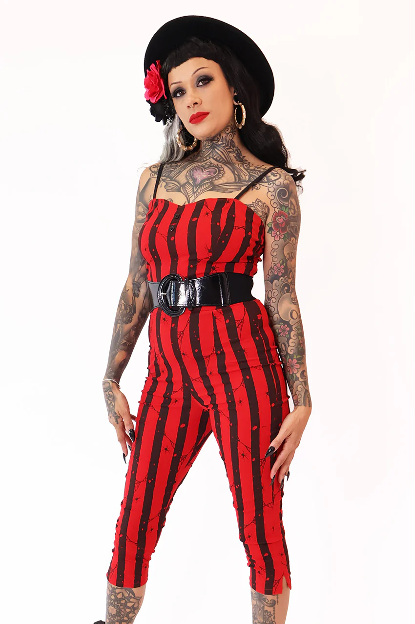 The Outlaw Black & Red Spooky Stripe Jumpsuit - Image 4