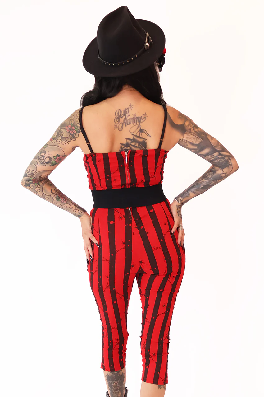 The Outlaw Black & Red Spooky Stripe Jumpsuit - Image 5