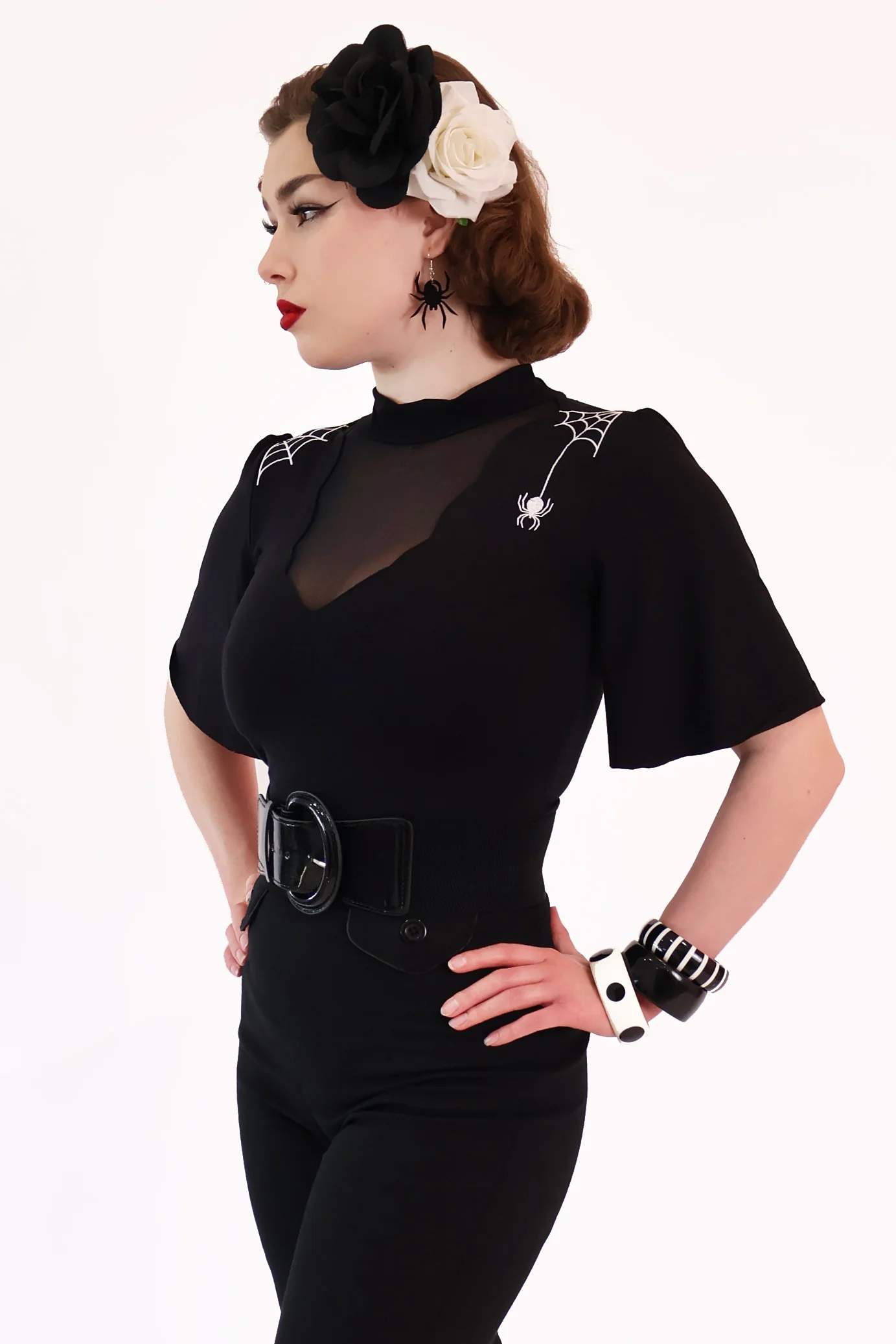 Venom Embroidered Spider Web Top - Image 4